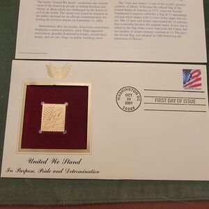 United We Stand Commemorative Stamp 2001 22 Kt Gold
